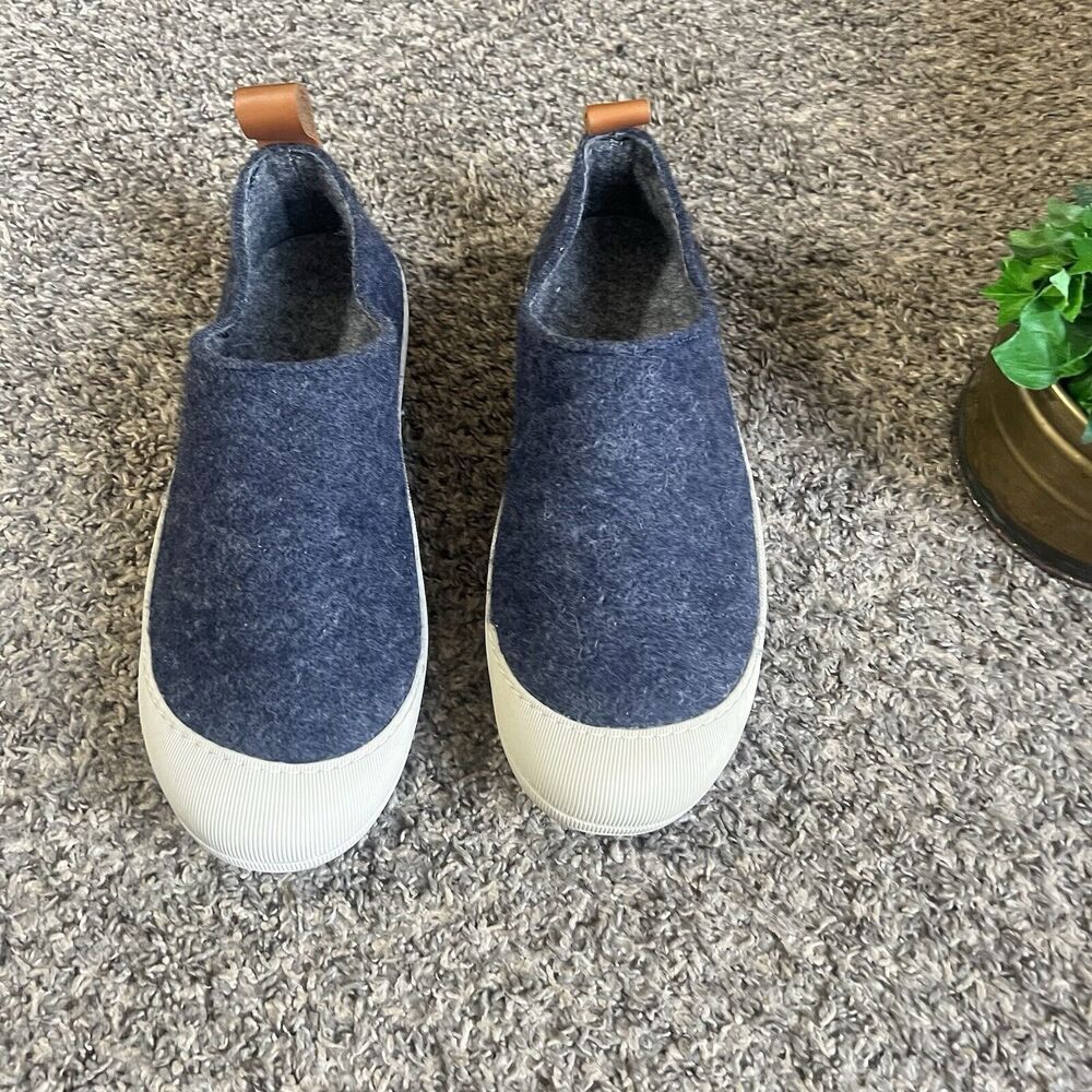 Huckberry Greys Wool Indoor Outdoor Slipper Shoe Rubber Sole Mens Blue 9 New